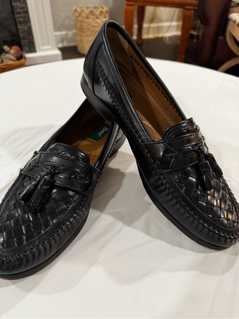 Vintage G.H. Bass Weejuns Warner Woven Tassel Loafers Men’s 11D Black Leather